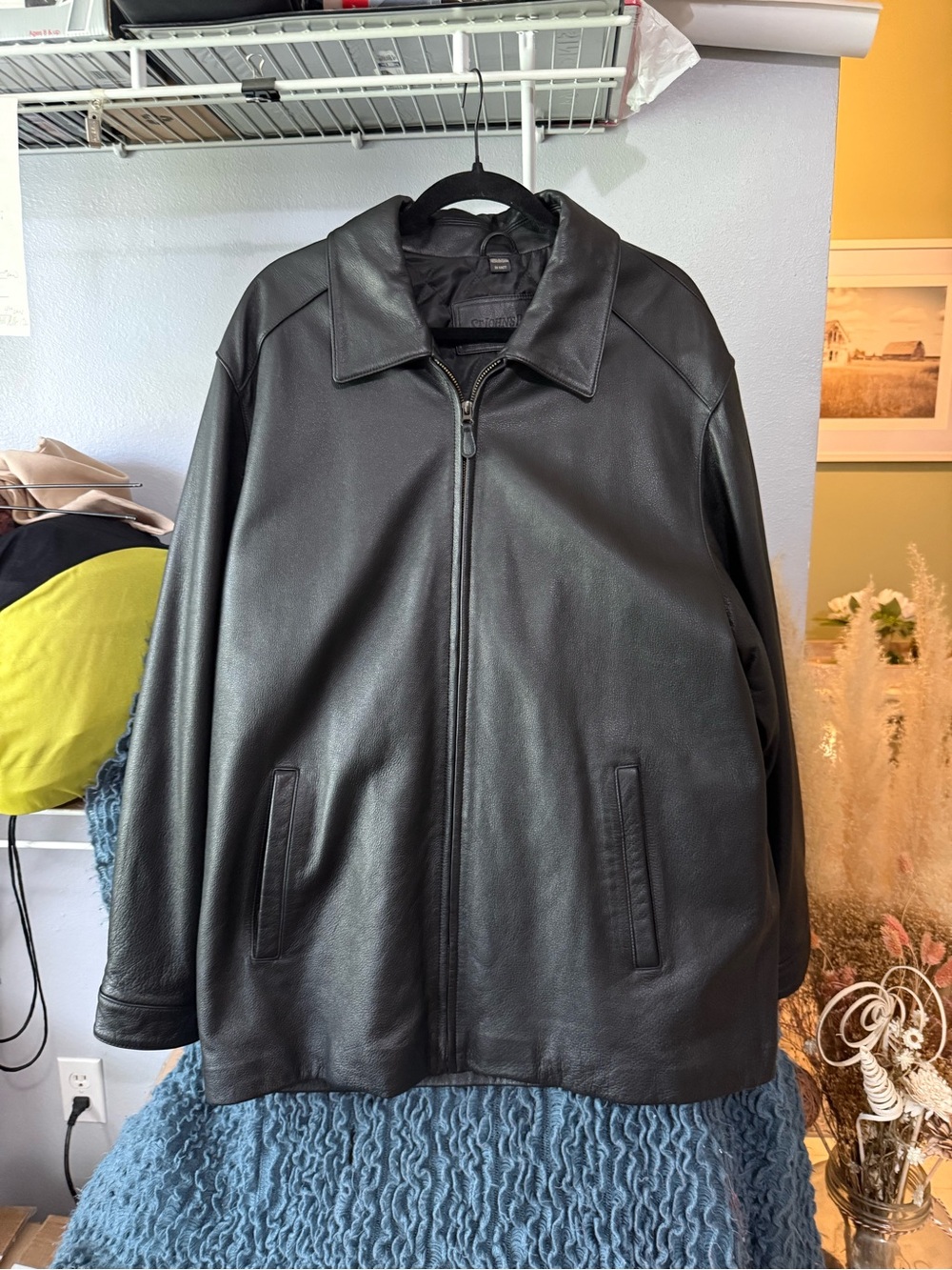 St. John's Bay Black Leather Zip Jacket